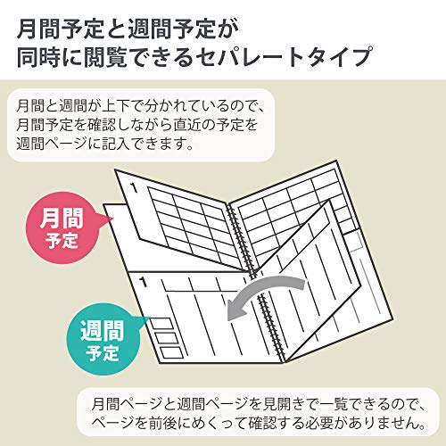 コクヨ キャンパスダイアリー 手帳 2020年 A5 マンスリー&ウィークリー ブラック ニ-CSD-A5-20 2020年 1月始まり