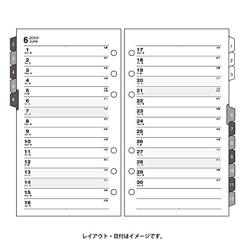 能率 バインデックス 手帳 リフィル 2020年 マンスリー 横罫タイプインデックス付 バイブル 049 (2019年 12月始まり)