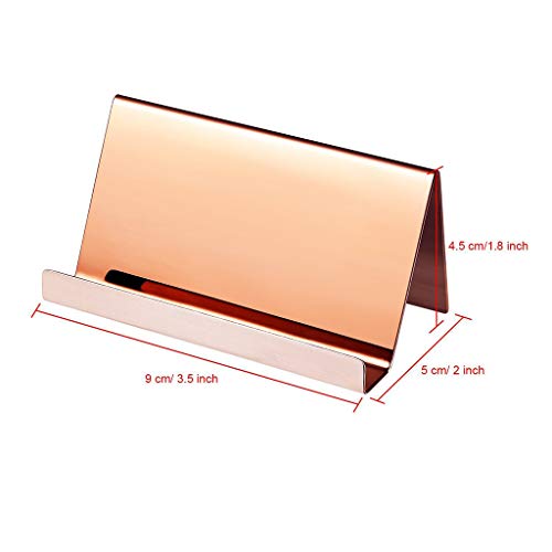 クーラヨン 2個の名刺ホルダー ステンレス製カードディスプレイ 名刺ラック デスク用ミラーオフィスオーガナイザー (ローズゴールド)