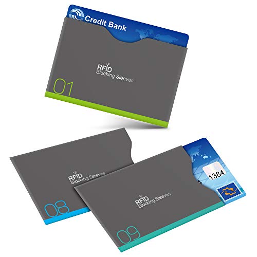Aerb カードケース 12枚セット 横入れ・縦入れ式 RFIDスキミング防止 薄型 クレジットカード & パスポートスリーブ（12セット 灰）