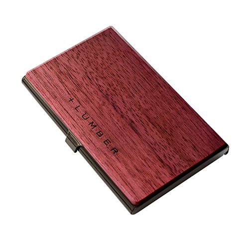+LUMBER by Hacoa CARD CASE 重厚感のあるステンレス素材と銘木をあわせた木製名刺入れ・カードケース (Purpleheart)