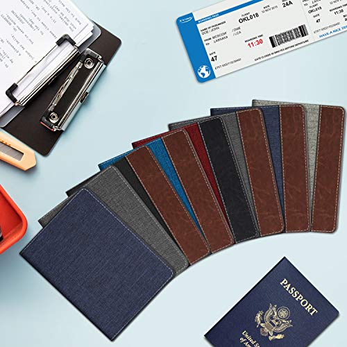 Fintie パスポートケース ホルダー トラベルウォレット スキミング防止 安全な海外旅行用 高級PUレザーパスポートカバー 多機能収納ポケット 名刺 クレジットカード 航空券 エアチケット (デニムブルゴーニュ)