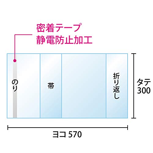 【100枚】 OPP 厚口透明ブックカバー A4ワイド用(雑誌用) 40ミクロン 570x300mm