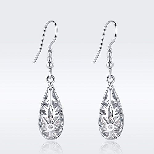 WOSTU S925 Ethnic Drop Hook Earrings Shaking CZ エスニックドロップ式フックピアス 中空 揺れるクリアジルコニア アンティーク シルバーアクセサリー レディース