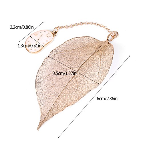 Ｑiilu メタル ブックマーク 葉しおり アリスブックマーク 金属の葉 贈り物 学生 作家(時計)