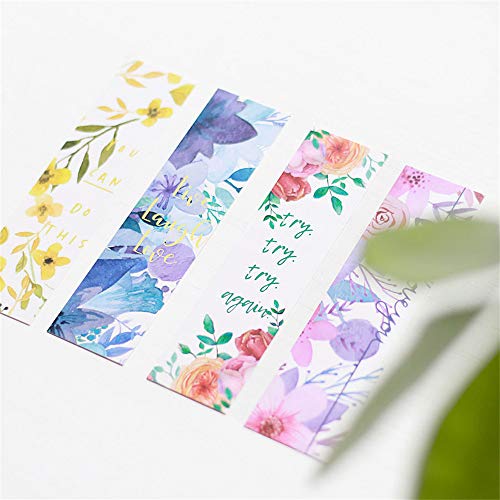 Kamizuki しおり 花と英文字 フラワー ブックマーク カラフル 花 紙製 おしゃれ 30枚セット 30枚のパターンが全部異なる しおりセット