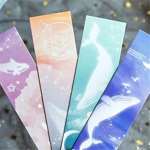 Kamizuki しおり 鯨 ブックマーク ｢鳥になる鯨｣ カラフル 空の景色 紙製 30枚セット 30枚のパターンが全部異なる しおりセット