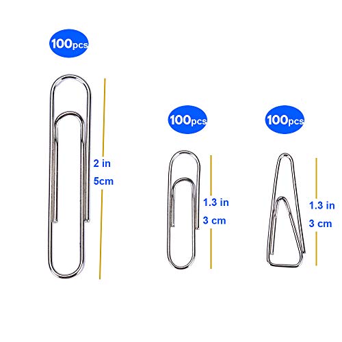 Aelfox 300個 ゼムクリップ(50mm/30mm/30mm) + 72個 ダブルクリップ(19mm/25mm/32mm) 金属製 ブラック