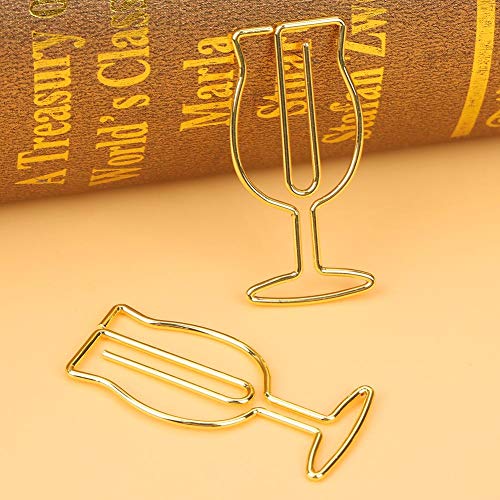 Yosoo ペーパークリップ ゼムクリップ ブックマーク ダイヤモンド柄 可愛い ワイングラスの形 ステンレス製 メモ帳/文書/本用 丈夫 収納ケース付き 11枚セット(ゴールド)
