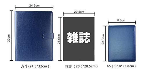 MT's SHOP クリップボード A4 クリップ ファイル PUレザー 書類 フォルダ バインダー カード ポケット ペン ホルダー 搭載 (紺, A4)