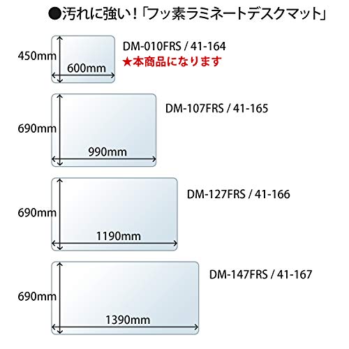 プラス デスクマット 透明 非転写 フッ素ラミネート 1.2ｍｍ厚 W600×H450mm シングル DM-010FRS/41164