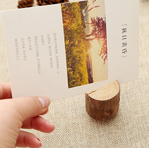 E-Fly 5個セット 美しい天然木 メモスタンド メモクリップ 写真立て 木製 カード 名刺 ホルダー スタンド