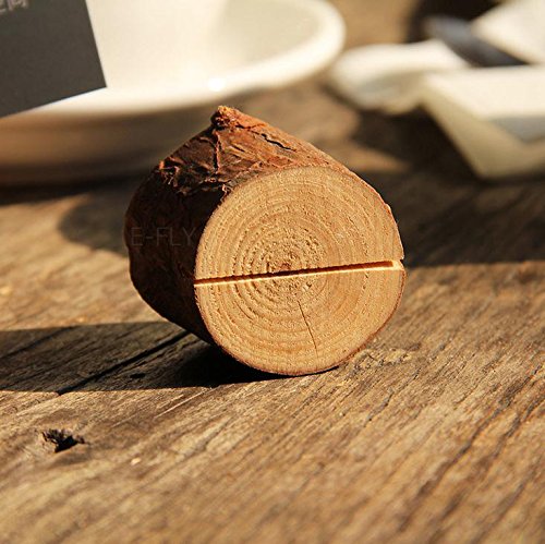 E-Fly 5個セット 美しい天然木 メモスタンド メモクリップ 写真立て 木製 カード 名刺 ホルダー スタンド