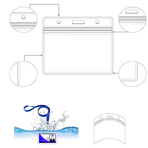 ID カード ホルダー カードストラップ首掛けストラップと名札 吊り下げ イベント スタッフ パス 名刺 社員証 ケース 入れ 首掛け 横型タイプ 展示会 透明 防水機能 ビジネス、展示、オフィス向け 20枚セット