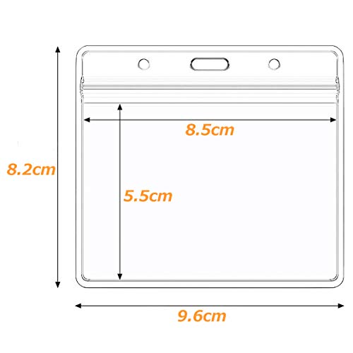 50個入り クリアネーム 名札ホルダー IDカードホルダー 名札 カードケース バッジ防水セット スタッフ パス 名刺 社員証 ケース 入れ 透明色 (横型)