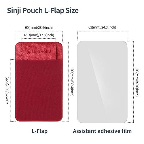 Sinjimoru 名刺入れ、 iPhone・アンドロイド スマホに張り付ける Suica・定期 パスケース、 張り直し便利 カード入れ Card Holder Sinji Pouch L-FLAPレッド。