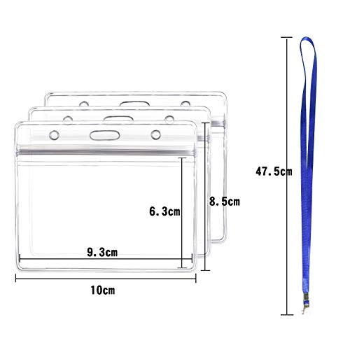 YLXT IDカードホルダー 透明 50枚セット ネックストラップ 名札 吊り下げ名札入れ 名刺サイズ イベント スタッフ パス 名刺 社員証 ケース 入れ 首かけ 展示会 防水 セット 横型 タイプ