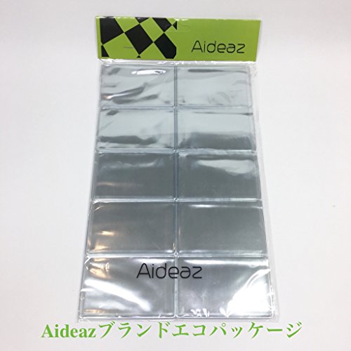 (Aideaz) 薄型 防水 防磁 ビニール ID カード ケース スリーブ ホルダー (白色 横挿入 100枚)