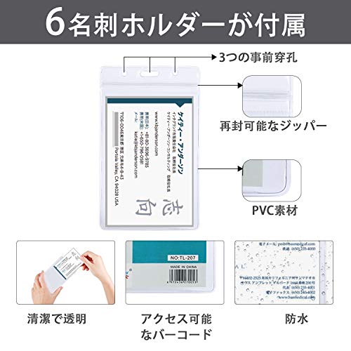 伸縮プルバックルの改良バージョン、フック付きハードウェアステンレス製名刺ホルダー、伸縮キーディスクとキーチェーン、名刺リスト2セット+ IDカードホルダーリールクリップX6