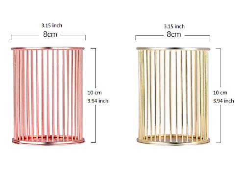 Gullor ワイヤーメタルデスクトップペンシルホルダー メイクブラシホルダー 2個セット ゴールドとローズゴールド