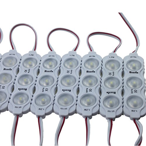 Rextin スーパー明るい 200個 新型 2835 3 LEDモジュール付 モジュールあたり 120-150LM 防水 飾り付け ライト 文字サイン 広告看板 向け テープ接着剤付 裏面 ホワイト