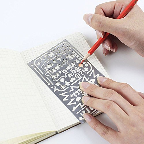 ステンシル　しおり　ブックマーク　定規　物差し　テンプレート　描画ルーラー　製図用品　さび ない鋼製　3種セット　手帳