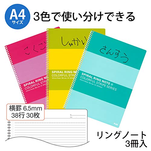 プラス カッターマットA4&子供用ハサミ&リングノート3冊&テープのり(お試し版) 文具4点セット