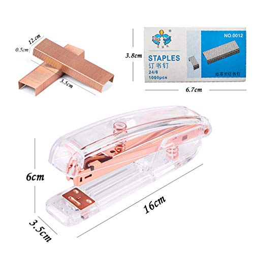 YLXホッチキス ステープラー 業務用 中綴じ ロング より厚い 24/6mm 針付 ホッチキス 1000枚針付く ローズゴールドオフィス 学校