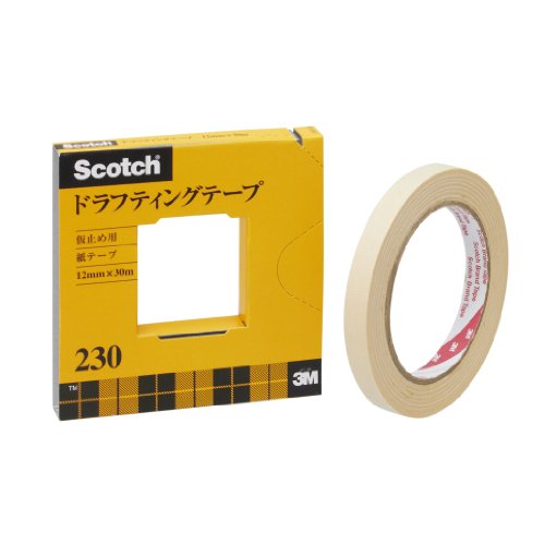 3M スコッチ マスキングテープ ドラフティングテープ カッター付 紙箱入り 12mm×30m 230-3-12