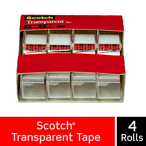 3M スコッチ テープ 透明テープ ディスペンサー付 19mm×21.5m 小巻 4巻 4184