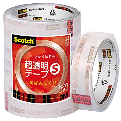 3M スコッチ 超透明テープS 5巻パック 24mm×35m 大巻 BK-24N