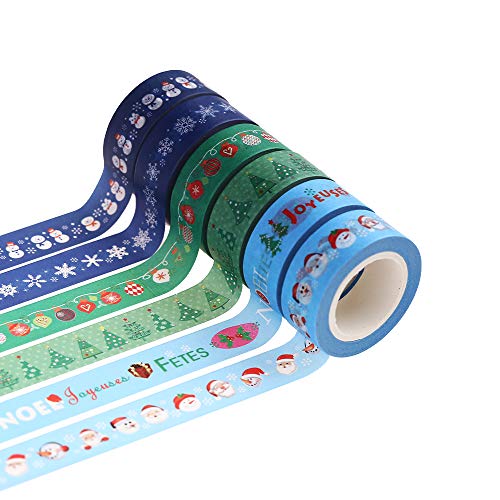 CCINEE クリスマス マスキングテープ 和紙テープ 手帳用 15ｍｍ*10ｍ ６巻き (クリスマス)