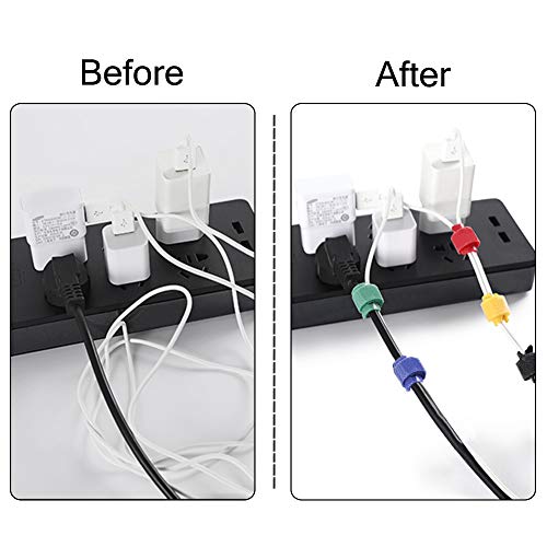 60種類のケーブルタイ、3種類、FineGoodマルチカラー再使用可能固定コードロープオーガナイザー管理、家庭用およびオフィス用電子機器用ワイヤー - 5色