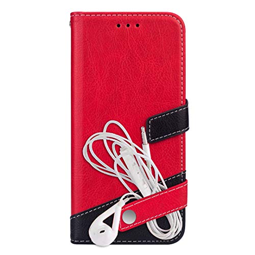 iPhone 11 レザー 手帳型 ケース マルチ カラー Diary case カード収納 液晶保護フィルム 付 スタンド機能付き イヤホンコードクリップ iPhone 11 本革風カバー マグネット式 アイフォン 11 ケース 6.1インチ対応 (レッド)