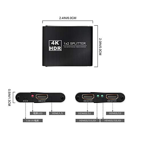 HDMI分配器 4K Usee 1入力2出力 HDMIスプリッター 4K@30HZ 3D HDR HDTV SKY HD PS4 Xbox360 Blu-rayプレーヤー DVD HTPC ラップトップ テレビ モニタ ディスプレイなどに対応