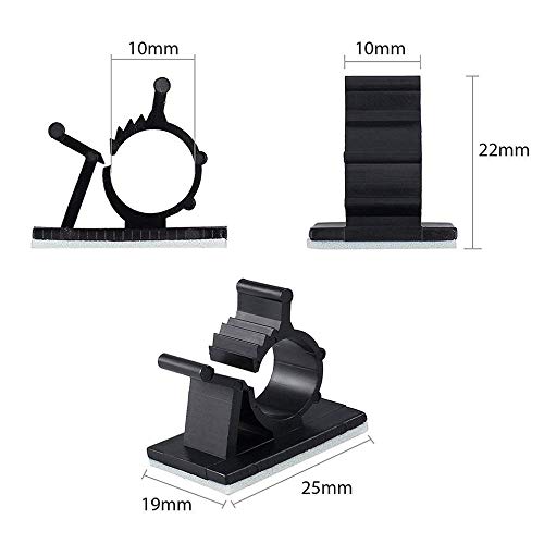 50個セット ケーブルクリップ コードフック 4階段調節可能 ケーブル収納 ケーブル固定 粘着シート付 マジックテープ付き Kungfu Mall