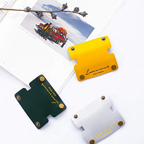 PU イヤホン・USB コード巻き取り フェルトホルダー 携帯コード収納 「２件セット 黄色」USBコード ケーブルクリップ 牛革製ケーブルホルダー