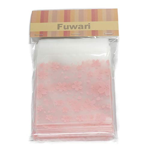 【Fuwari】 サクラ 桜 袋 小袋 お菓子 チョコレート クッキー キャンディー アクセサリー 小物 ラッピング バレンタイン 卒業 入学 100枚 包装袋 小分け プレゼント (7X7)