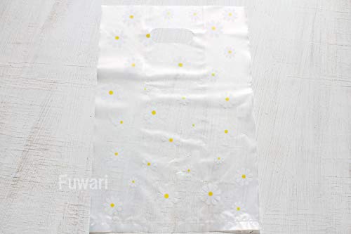 【Fuwari】 花柄 かわいい レジ袋 厚手 手提げ袋 ビニール袋 50枚 セット!! プレゼント ギフト お菓子袋 (S)
