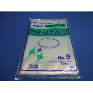 【No.9】ヘイコーポリ袋0.03mm/1箱1000枚入（1束100枚ポリ入Ｘ10束）150mm×250mm（日本ブイシーエス）VCS6610901-10