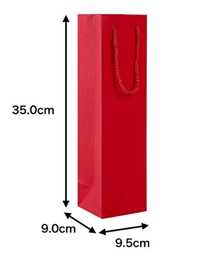 Fines 高品質 ワイン バッグ ボトル バッグ 紙袋 プレゼント 10枚 セット 選べる 2色 (クラフト × レッド)