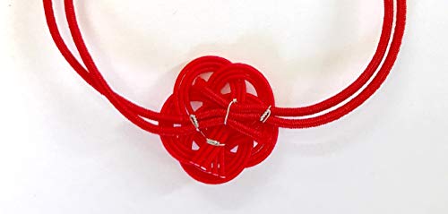 水引紐3本赤の梅結び(飾り) 100個入 ゴム紐付 ゴムの円周20cm(2つ輪) ギフト&プレゼント用和風パッケージ・ラッピング(包装)資材