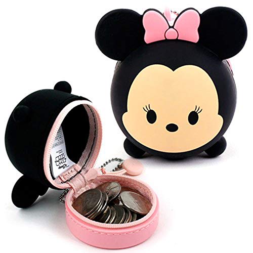 [ミニーマウス] Disney ディズニー TSUM TSUM(ツムツム) かわいい シリコーン コインケース 小銭入れ ポーチ 財布小物入れファスナ-付きプレゼント・ギフトキャラクター 文房具