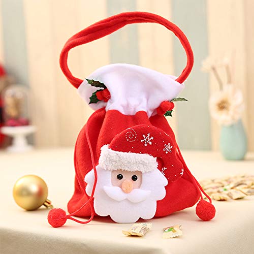 YIUHK ラッピング 袋 サンタクロース クリスマス 飾り 4点セット 手提げ サンタさん袋 キーホルダー付き ギフトバッグ お菓子袋 収納袋 かわいい プレゼント
