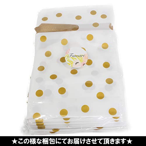 【Fuwatri】 ラッピング袋 ギフトバッグ 巾着袋 ５０枚 SET リボン付き マチ付き プレゼント クリスマス 誕生日 お菓子袋 GB2 (L)