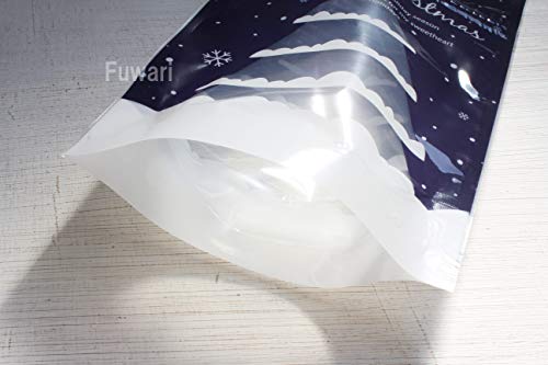 【Fuwari】 クリスマス ラッピング袋 ジップ袋 自立型 ５０枚 マチ付き ギフトバッグ プレゼント お菓子袋 (ツリー)