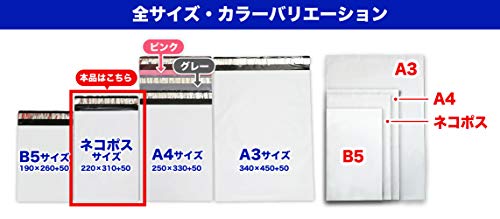 ワークアップ【100枚】臭くない宅配ビニール袋 ネコポス用 宅配袋 220x310+50mm 60ミクロン 白 静電気防止テープ