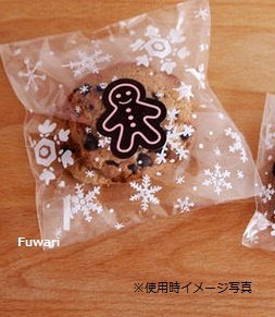 【Fuwari】雪 結晶 スノー 袋 小袋 クリスマス お菓子 チョコレート クッキー キャンディー アクセサリー 小物 ラッピング 100枚 包装袋 小分け プレゼント 用 (スノー M)