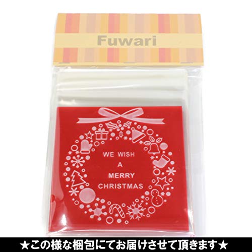 【Fuwari】 クリスマス 袋 小袋 ラッピング お菓子 クッキー チョコレート 100枚 包装袋 小分け プレゼント 用 C (⑤)