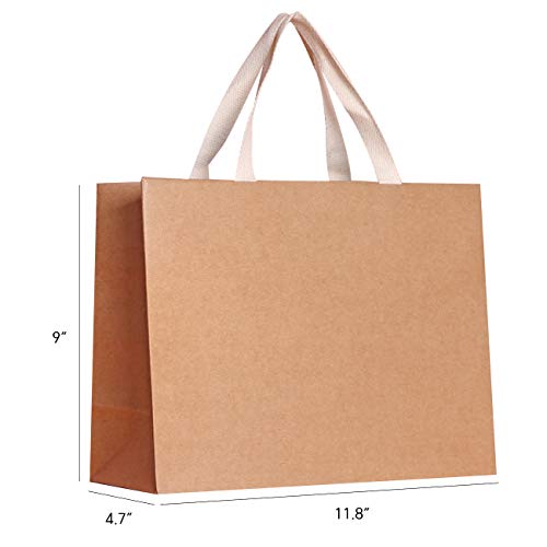 12枚 Distingué BAG 無地紙袋 手提げ紙袋小, ペーパーバッグ, クラフトバッグ, プレミアム紙袋 ジュエリーギフトバック(ブラウンの, 30x23x12)